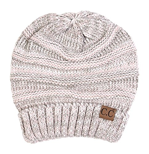 Gravity Threads Two Tone Chunky Soft Marled Knit Soft Beanie, Light Grey
