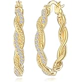 14K Hoop Gold Plated Earrings 925 Sterling Silver Gold Earring for Women Moissanite Hoop Earrings Classic Dainty Minimalist Gift Jewelry 30mm/25mm