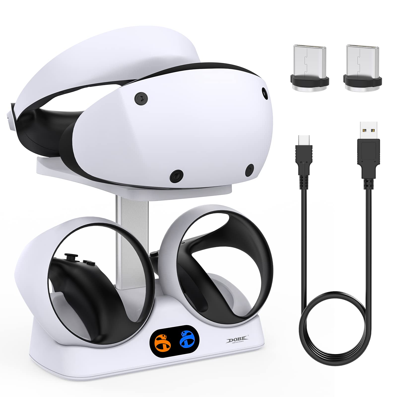 FASTSNAIL Charging Stand for PlayStation VR2, Vertical PS VR2 Headset & Sense Controller Charge Dock Station with USB-C Cable for PS5 VR2 Games Accessories