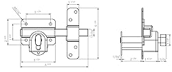 GateMate Long Throw Gate Lock 1490146, Euro Profile