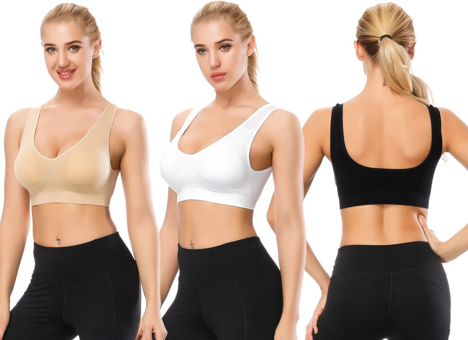 TOBWIZU Sports Bras for Women,Seamless Sleep Bra with Removable Pads Yoga Gym Activity Everyday Wear