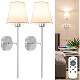 NIORSUN Battery Operated Wall Sconce Set of 2,Brushed Nickel Rechargeable Wall Lights with 5200mAh Dimmable Detachable Bulbs 