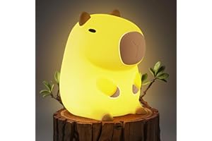 VOMII Capybara Night Light for Kids, Cute Capybara Lamp Silicone Baby Nursery Night Lamp, Dimmable Squishy Touch Bedside Lamps, Adorable Rechargeable Animal Lamps Gifts Kawaii Room Decor for Kids Girls Boys