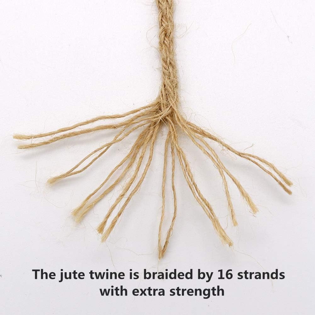 Tenn Well 5mm Jute Twine, 100 Feet Braided Natural Jute Rope for Artworks and Crafts, Macrame Projects, Gardening Applications : Office Products