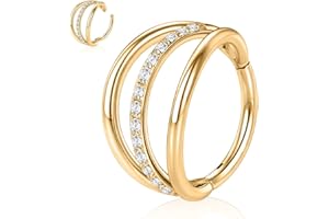 FUNLMO 316L Surgical Steel Nose Ring Hoop Septum Ring Conch Piercing Jewelry Cartilage Daith Helix Tragus Rook Lobe Earring Triple/Double Nose Lip Ring 20G 18G 16G