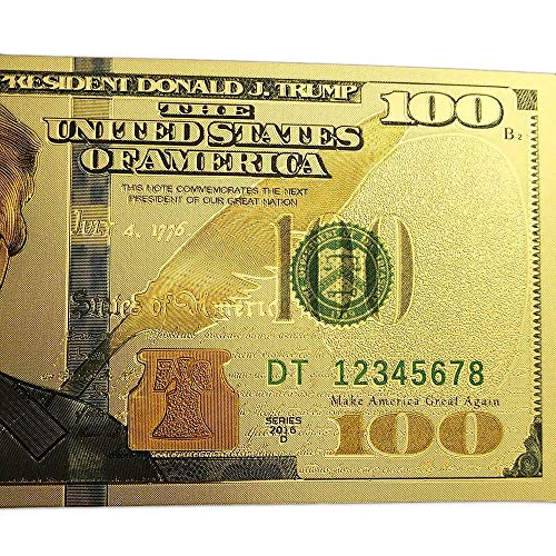 Donald Trump $100 Bill - Authentic 24kt Gold Plated Commemorative Bank Note Collectors Item in Currency Holder - Amazing Detail On This Federal Trump Note