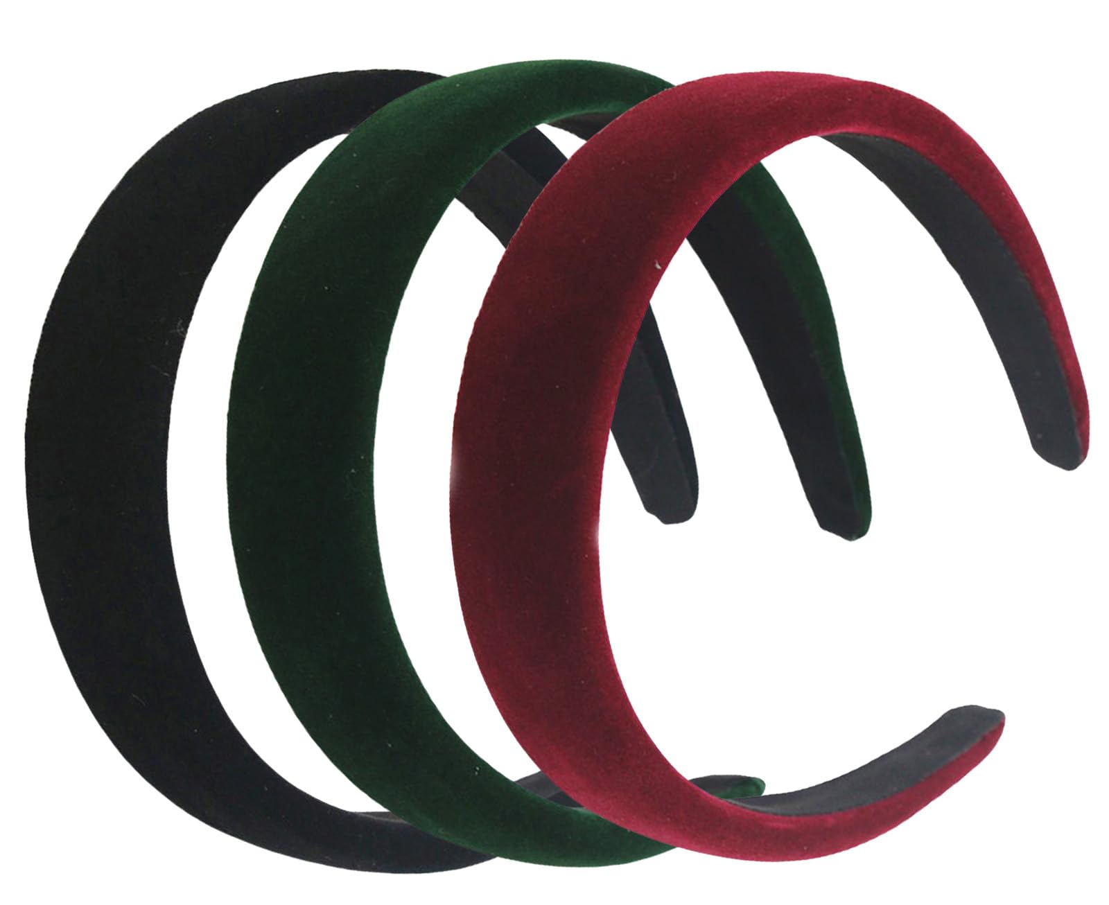 scicent Headbands for Women's Hair 3 PCS Wide Hairbands Soft Sponge Hold Hairband Non Slip Head Band Fashion Headband Hair Accessories for Girls (Black+Dark Red+Dark Green) 12717 — image 1