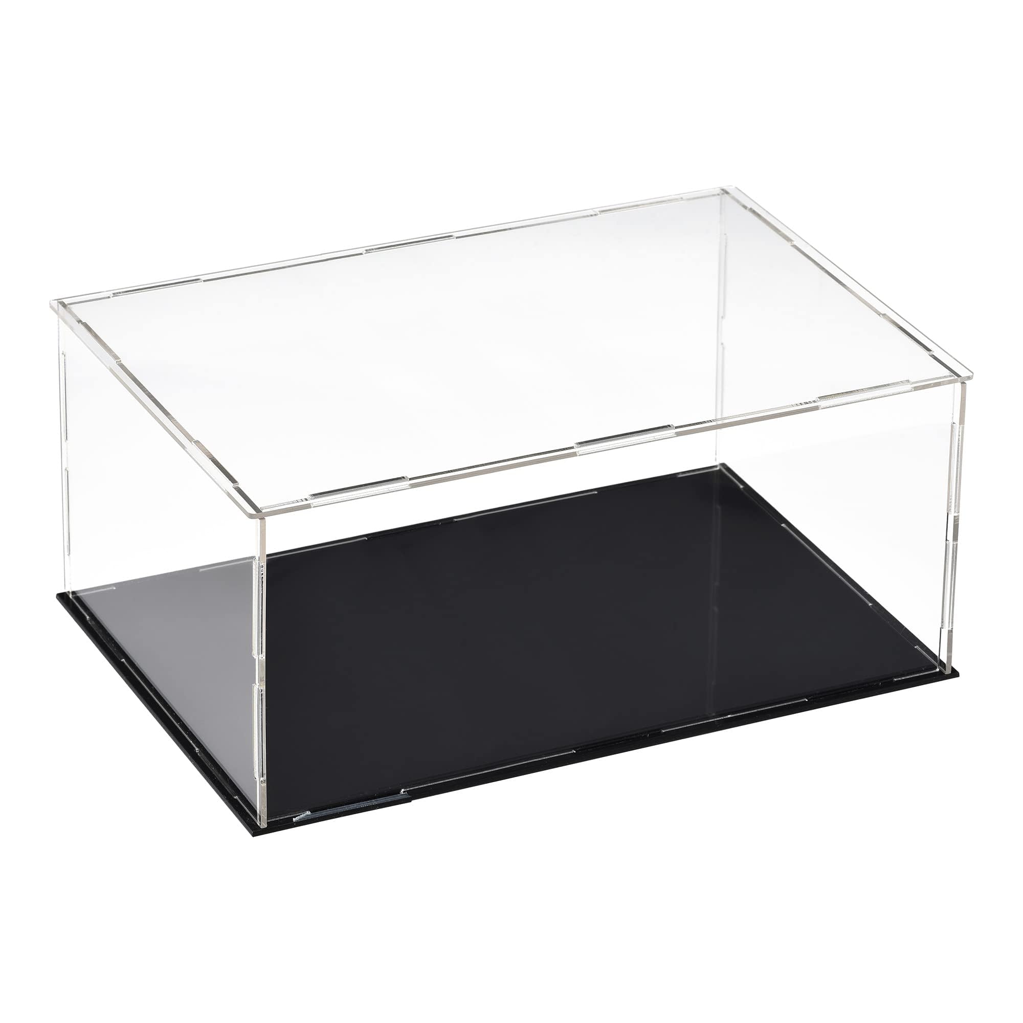 Recogwood Acrylic Clear Display Case, 25 x 15 x 10cm Assemble Countertop Box Cube Organizer Stand Dustproof Protection Showcase with Black Base for Action Figures Toys Collectibles