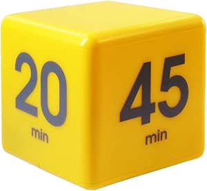 Datexx The Miracle TimeCube Timer, 5, 10, 20 and 45 Minutes, for Time Management, Kitchen Timer, Kids Timer, Workout Timer, Yellow