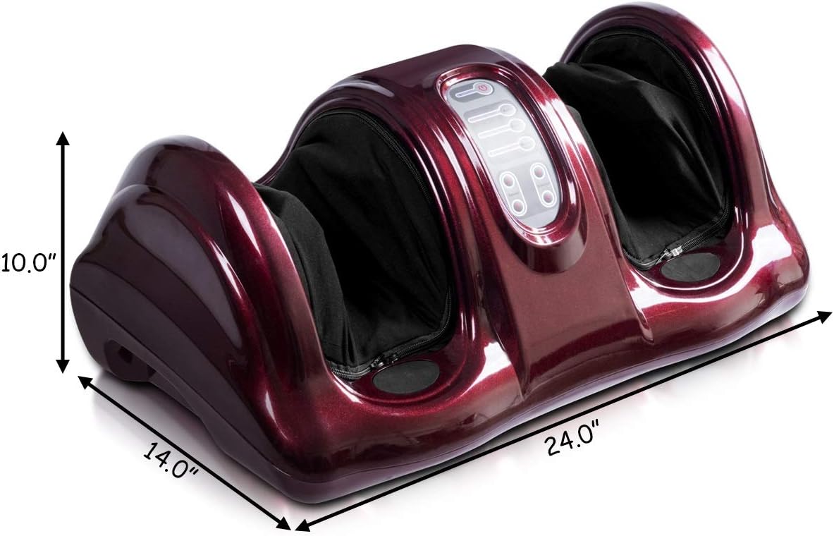 Giantex Foot Massager Machine Massage for Feet, Chronic Nerve Pain Therapy Spa Gift Deep Kneading Rolling Massage for Leg Calf Ankle, Electric Shiatsu Foot Massager w/ Remote, Burgundy: Health & Personal Care