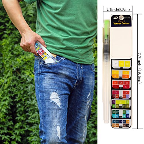 MISULOVE Watercolor Paint Set 42 Colors, Professional Travel Portable