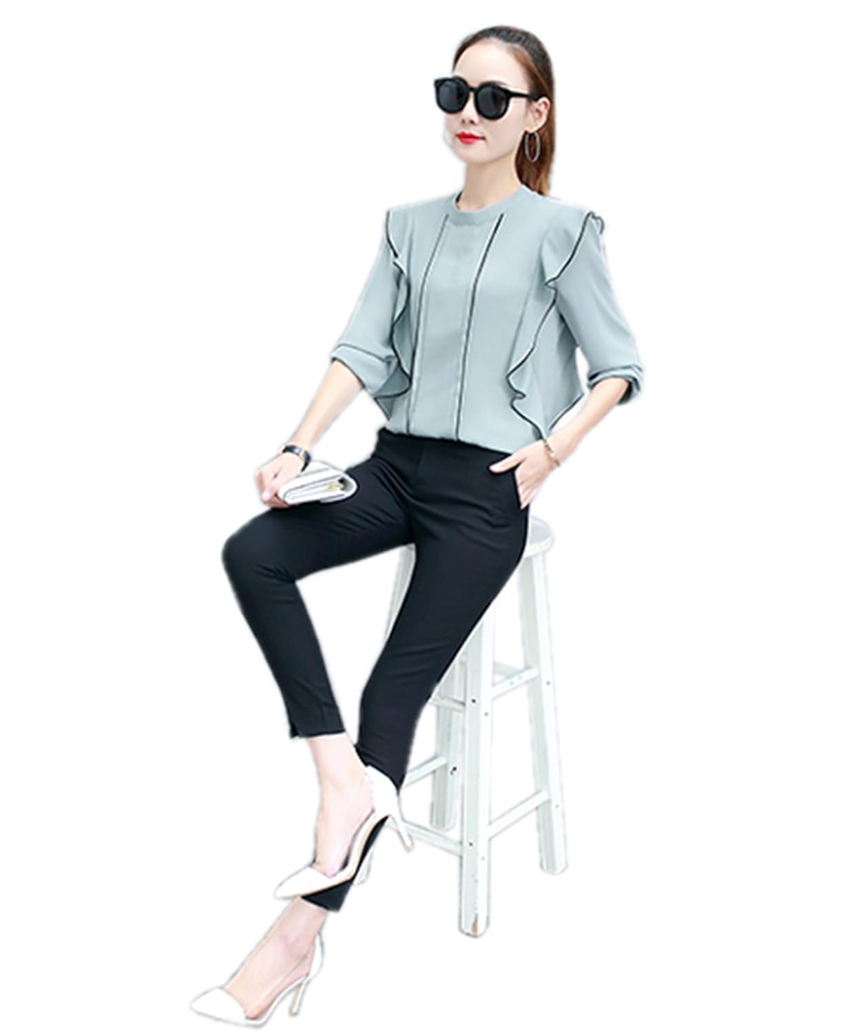 shree ram krishna women's diamond crepe plain western wear top