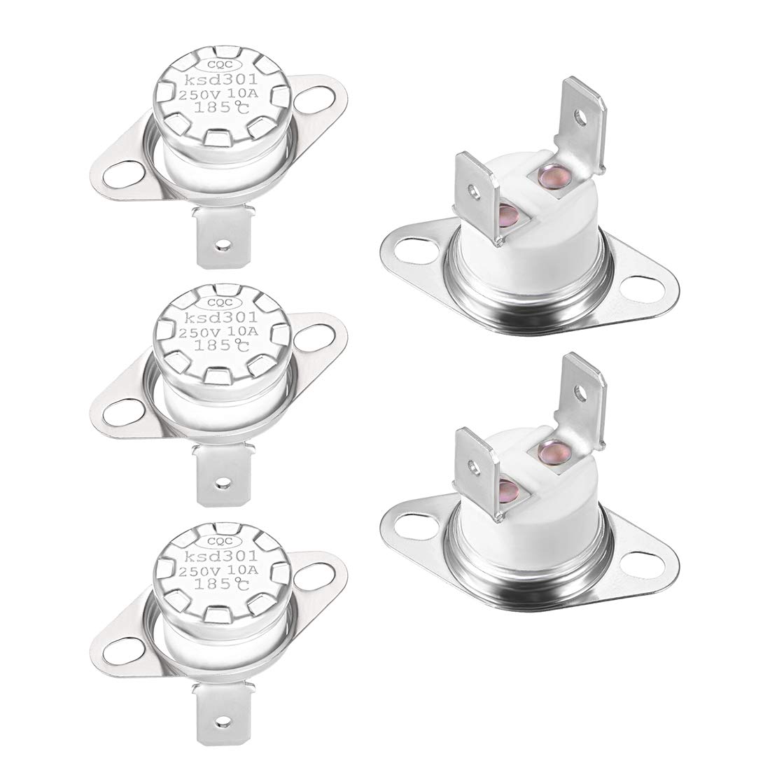 sourcing map KSD301 Thermostat 185°C/365°F 10A Normally Closed N.C Adjust Snap Disc Temperature Switch for Microwave,Oven,Coffee Maker 5pcs