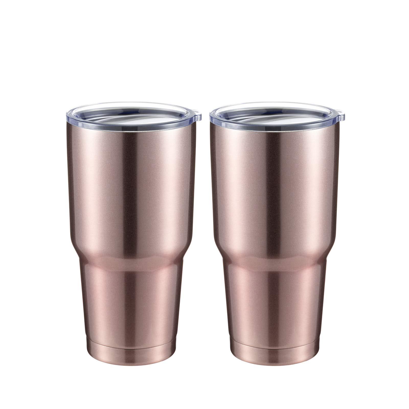 COMOOO 30oz Tumbler Stainless Steel Insulated Tumbler with Lid Double Wall Vacuum Coffee Cup Large Travel Mug for Home, Office, School,Party (Rose Gold, 2 Pack)