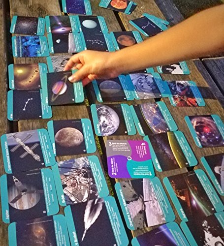 QURIOUS SPACE - 4 fast & fun STEM space card games! Explore, Match, Quiz & Spin throughout the Universe! 90 double-sided, full color play cards. Ages 3+