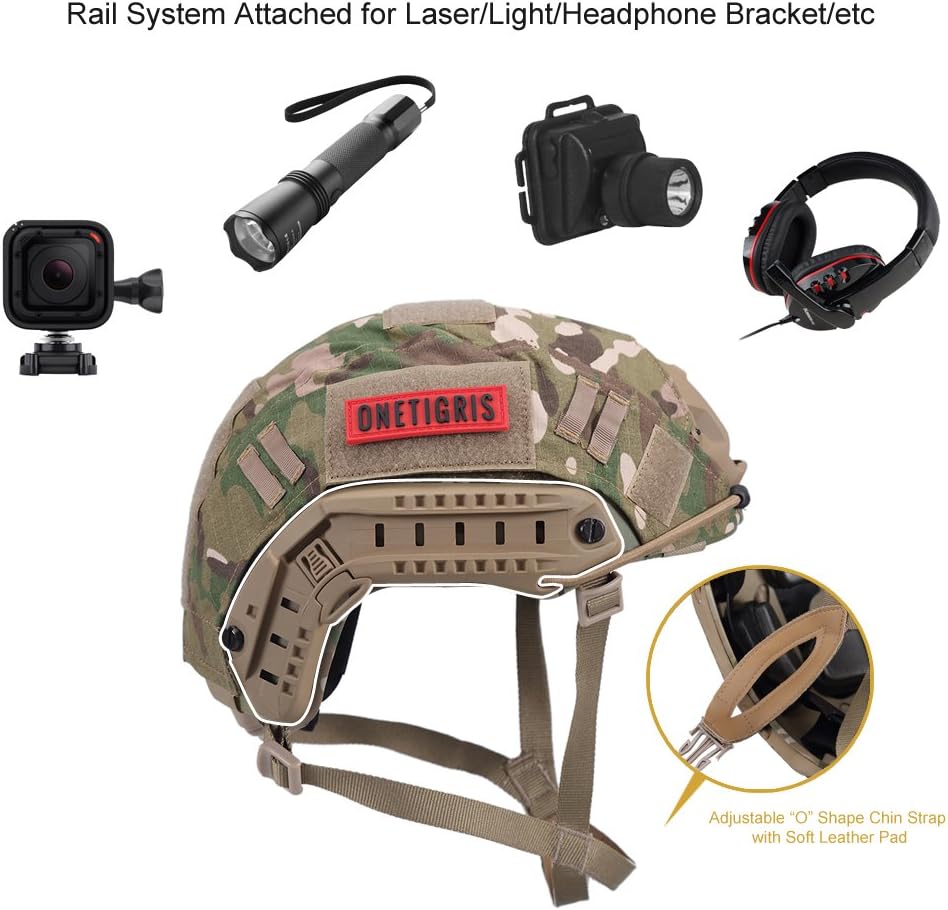 Onetigris Tactical Helmet - Airsoft Fast Helmet PJ Type Military With Cover & Nvg Mount Goggles for Cqb Shooting Paintball Camo - Image 5