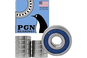 PGN BEARINGS PGN (10 Pack) 6200-2RS Bearing - Lubricated Chrome Steel Sealed Ball Bearing - 10x30x9mm Bearings with Rubber Seal & High RPM Support