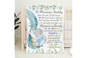 Personalized Hi Mommy and Daddy Blanket from Baby Bump, I Know I'm Just A Little Bump, Elephant Baby Blanket, Gift for New Fi
