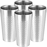 QWORK Stainless Steel Insulated Tumblers, 19 oz 4 Pack Stackable Water Tumblers, Double Wall Metal Cup, Diamond-Patterned