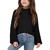Imily Bela Girls Sweaters Kids Casual Bell Sleeve Knit Pullover Jumper Tops