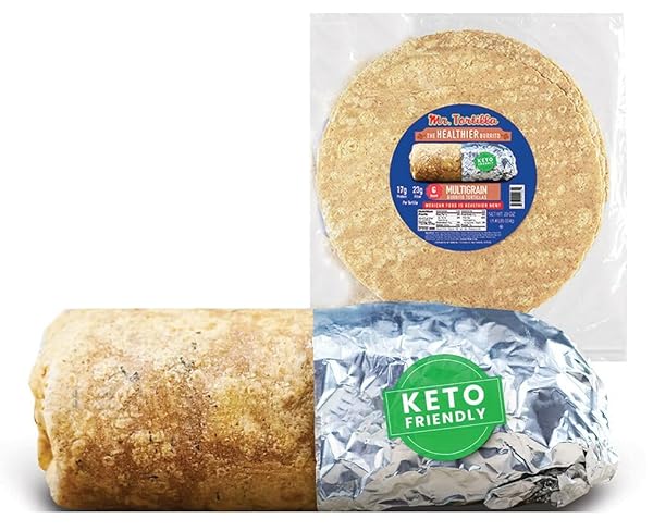 MR. TORTILLA PROTEIN KETO BURRITO WRAPS – RESTAURANT TORTILLAS WITH AVOCADO OIL – 12″ SIZE – 17G OF PROTEIN PER SERVING – KETO WRAPS – LOW CARB TORTILLAS – (HEALTHIER BURRITO, 6 COUNT)