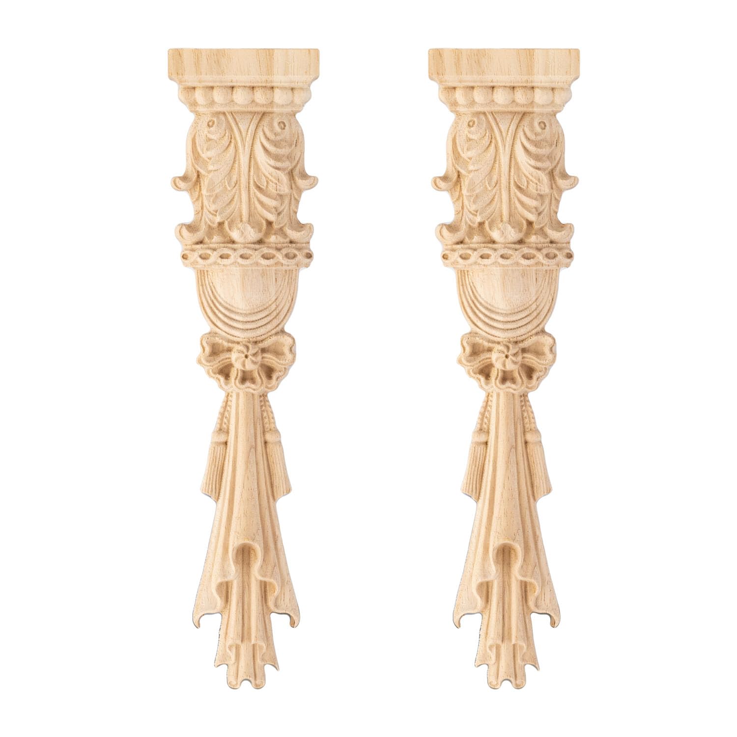 Aiminjey 2 Pack Decorative Long Wood Carved Appliques Onlays, 30 x 7cm Unpainted Solid Wood Carving Decal Rome Column for Window Furniture Door Frame Cabinet Dressers Wardrobe Closet