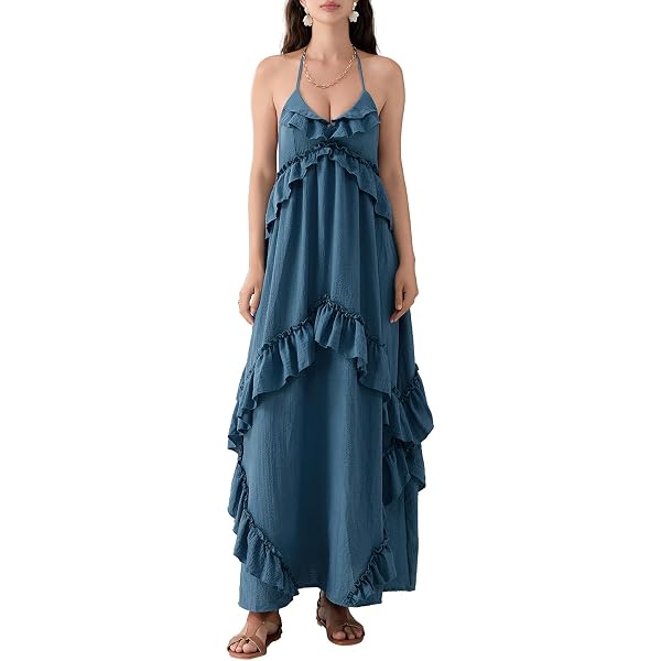 Amazon.com: Lucky Brand Women's Cutout Tiered Maxi Dress, Nightshadow Blue,  X-Large : Clothing, Shoes & Jewelry