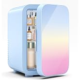 BEICHEN Mini Fridge,6 Liter / 8 Can Makeup Fridge for Skincare, Drink | Cooler and Warmer,Dreamy Gradient Color ,Compact and Portable，Super Quiet Operation，Home and Car Use，Multi-Functional