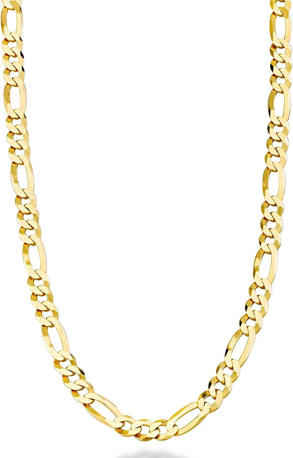 Dubai Collections 24K Figaro 5mm Gold Chain Necklace Jewelry Plated Clasp Men/Women Life Time USA Made Gift 18-28 Inches, Metal
