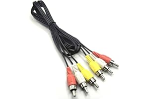 ZZJMCH 3 RCA Cable Audio Video Composite Cable, 5 ft RCA 3-Male to 3-Male, for TV, VCR, DVD, Satellite, and Home Theater Receivers