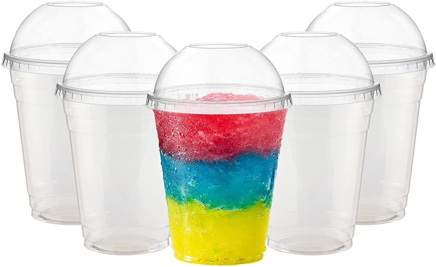 Edenpack Smoothie Cups with Dome Lids Clear Drinks Cup Plastic Cups Smoothies Iced Coffee Milkshakes Slushy Juice Bubble Tea Reusable Hand Washable Recyclable (10, 10oz)