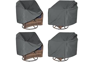 ANANMEI Waterproof Patio Chair Cover 4 Pack (37.5 W x 39.25 D x 38.5 H inches) for Outdoor Swivel Chair/Lounge Deep Seat Cover, Heavy Duty and Waterproof Outdoor Patio Furniture Covers, Grey