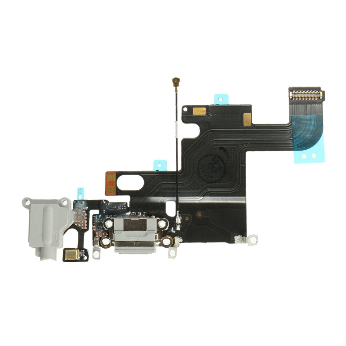 OnlyTech - Charging Connector for iPhone 6 Light Grey Flex Cable with USB Dock, Jack connector, Microphone and GSM Antenna