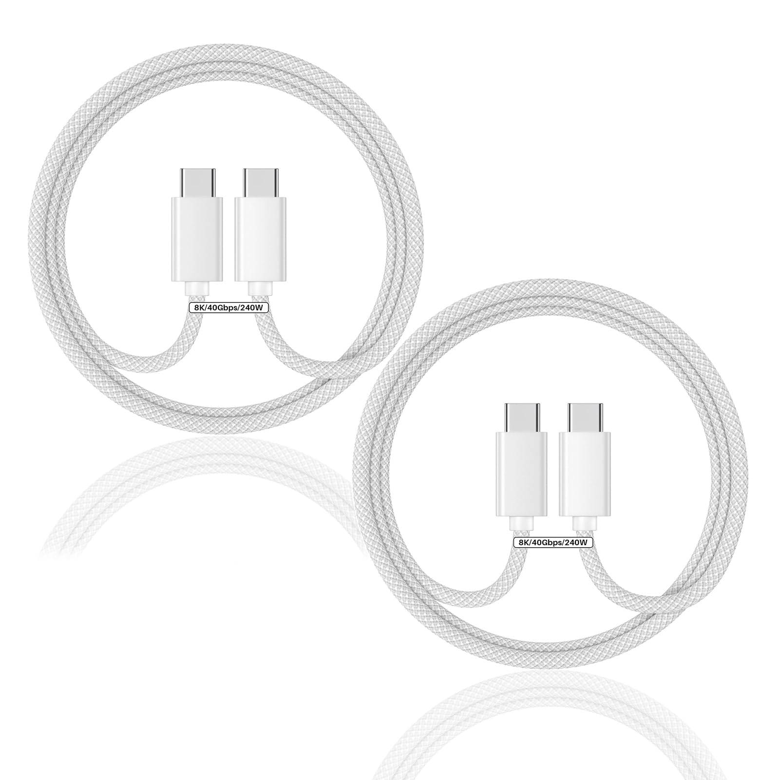 Photo 1 of USB 4 Cable(5FT, 2-Pack, 240W) for Thunderbolt 4, Support Dual 4K/5K Display & 40Gbps Sync Data Fast Transfer, White USBC to USBC Cable Compatible for MacBook/iPhone 17/5K2K Monitor/SSD/Docking/Hubs