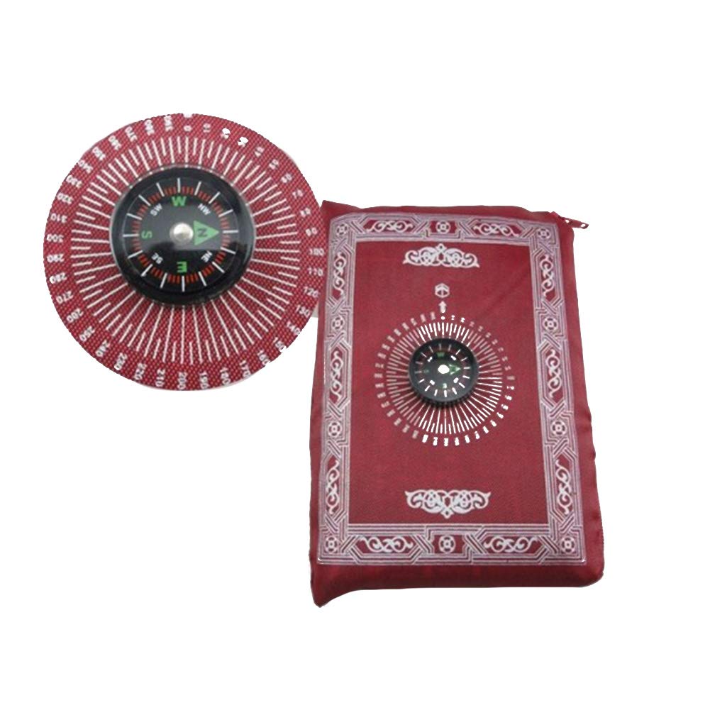 Muslim Prayer Carpet,Muslim Travel Prayer Mat, Muslim Prayer Carpet with Compass Pocket Sized Carry Bag and Attached Compass Prayer Rug Portable Oxford fabric Waterproof Easy Praying Mat 100*60cm