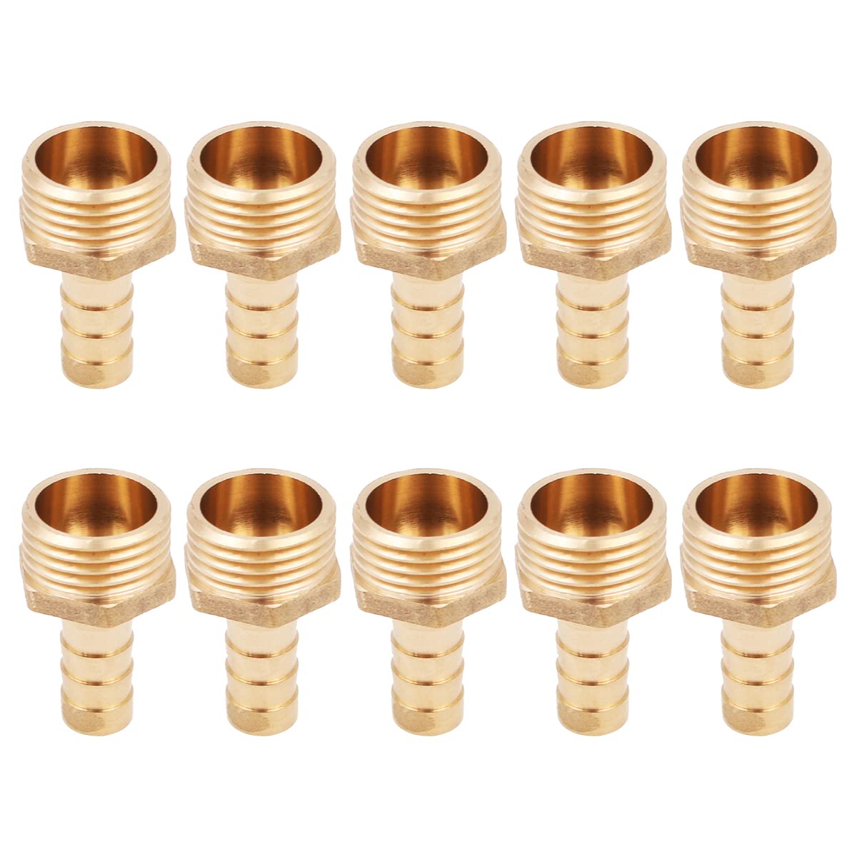 10PCS Hose Pipe Tap Connector Brass Hose Nozzle Connector Hose Fitting Male Adapter for Pond Pool Hose Pipe Adapters -1/2 10mm