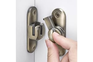 INIRET Barn Door Latches,90/180 Degree Gate Lock,Flip Gate Latches Hardware,Zinc Alloy Right Angle Door Lock Latch,Door Security Sliding Door Latch Lock fo Cabinets,Bathroom (Bronze_1 Pack)