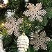 Sea Team Plastic Christmas Glitter Snowflake Ornaments Christmas Tree Decorations, 4-inch, Set of 36, Rose Gold