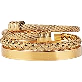 UTHOSMDO 3PCS Stainless Steel Bracelets for Men Viking Runes Words. Twisted Cable Bracelet Adjustable Cuff Bracelet Mens Luxury Jewelry Bracelets Gifts