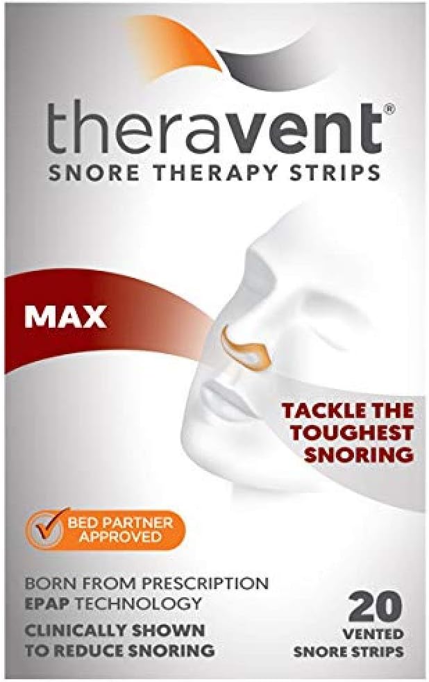 Theravent Snore Therapy Strips, Maximum Strength, Tackle the Toughest Snoring, Bed Partner Approved, 20 Count: Health & Personal Care