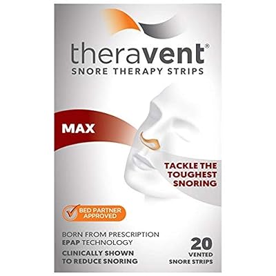 Theravent Snore Therapy Strips, Maximum Strength, Tackle the Toughest Snoring, Bed Partner Approved, 20 Count