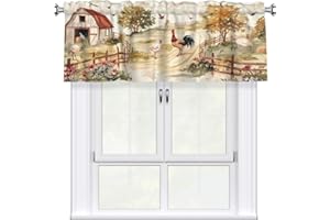 Kitchen Window Valance with Chicken Pattern 54x18 in, Window Treatment Decor Rod Pocket Short Curtain Valances for Bathroom B