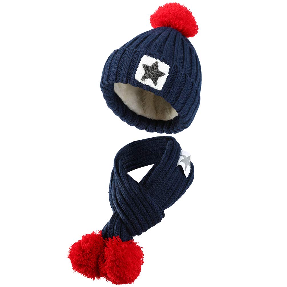 VBIGER Kids Winter Hat Scarf Knitted Set Aged 4-8