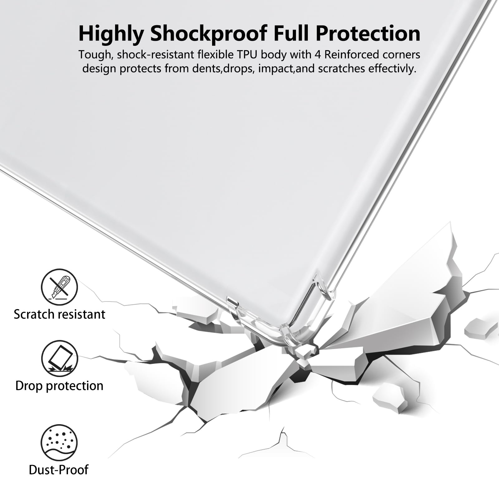 for 6'' Kindle 8th Generation Case Clear 2016,Slim for Kindle 8th Gen Case Cover,Ligthweight Shockproof Transparent Soft TPU Back Cover Shell for E-Reader-Clear
