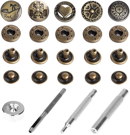 Snap Fasteners Kit, 100 Sets 17 mm Big Size Metal Clothing