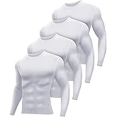 Hicarer 4 Pack Men's Thermal Compression Shirts Quick Dry Long Sleeve Athletic Workout Top Gym Sports Winter Base Layers