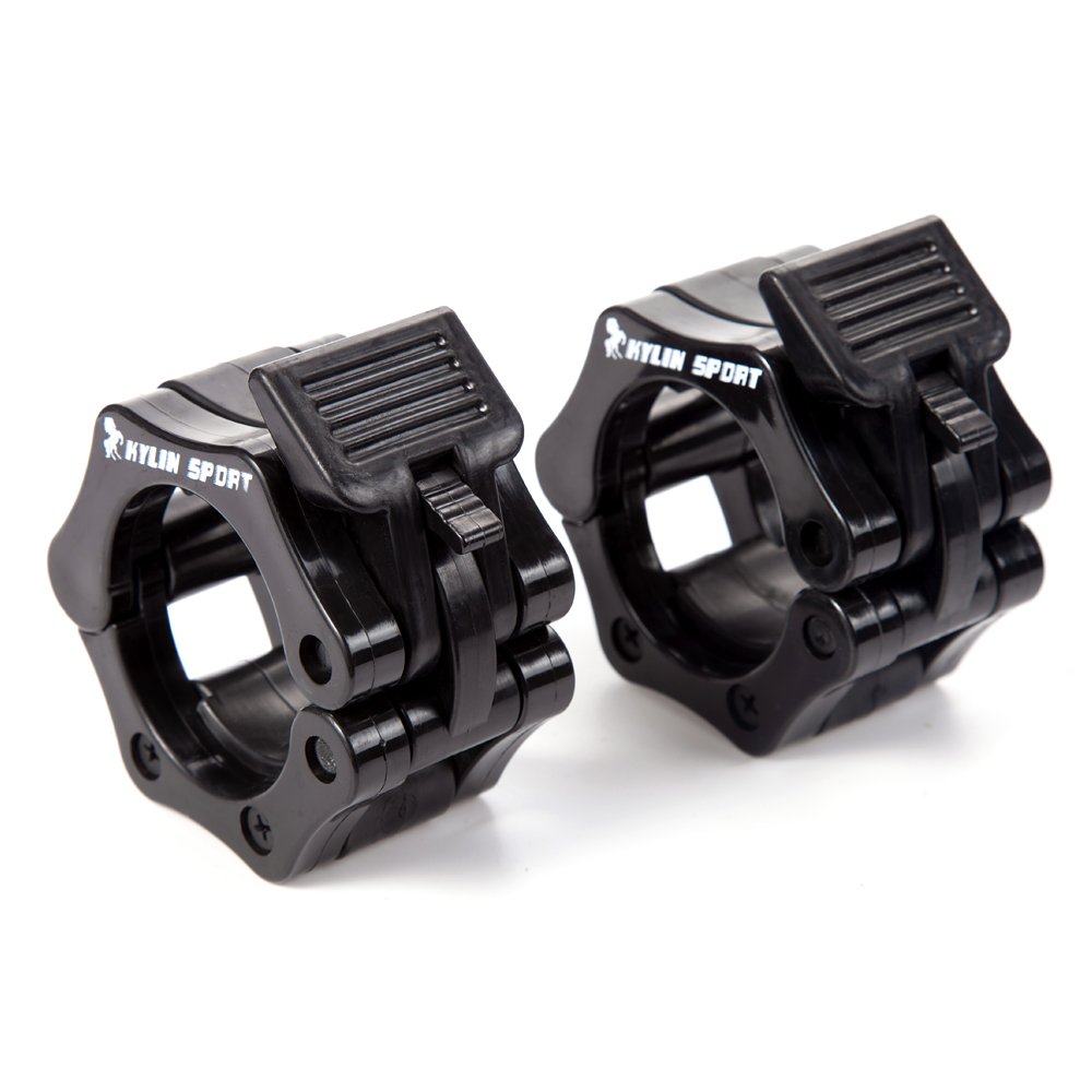 KYLIN SPORT Pair of 2" inch ABS Locking Collars Clamp Hook Grip w/Quick Release Secure Snap Latch For Standard Olympic Barbells (Black)