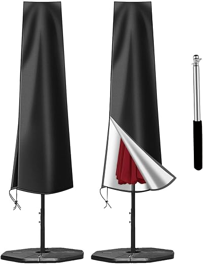 OKPOW Parasol Cover 600D Waterproof 2m-3m UV Windproof with Zip