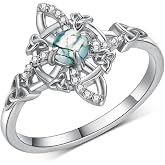 Cujiesp Witches Knot Rings 925 Sterling Silver Moss Agate Jewelry Anillo Nudo De Bruja Celtic Knot Ring