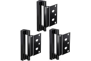 Mousike Home Security Door Lock with Pull Ring,Upgrade Easy Open Childproof Door Reinforcement Lock with 4" Stop Withstand 1200 lbs for Inward Swinging Door, Defend Your Home Safe （Black of 3Pack)